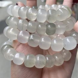 Bracelet en jade naturel brin Grade A haute flottant Myanmar jadéite baril perles élastique Bracelet petite amie maman cadeau