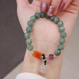 Pulsera de cristal de Jade Natural, colgante de loto de Calcedonia con cuentas, accesorios de joyería Vintage para mujer, venta al por mayor