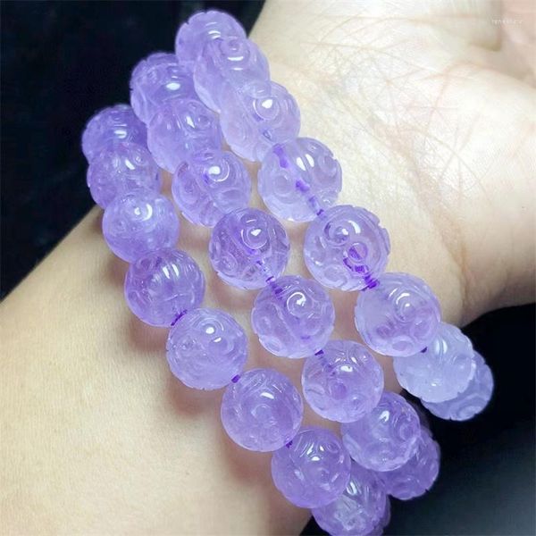 Pulsera de cuentas de mosaico de amatista y lavanda Natural, pulsera de piedras preciosas redondas de cristal curativo para mujeres y hombres, joyería fina, regalo, 1 Uds.