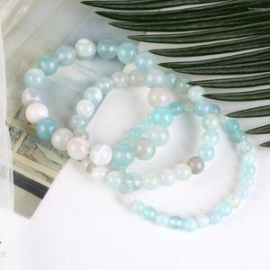 Brin naturel bleu clair Agates pierre Bracelet perle bijoux cadeau pour hommes magnétique Protection de la santé femmes 6 8 10mm