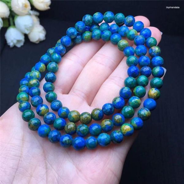 Strand Naturel Malachite Azurite Forte Puissance Vert Bleu Stretch Gemstone Perles Rondes Femme Bracelet