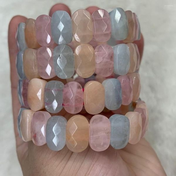 Strand Natural Morganite Stone Beads Bracelet Gem Jewelry Bangle For Woman Gift Wholesale!