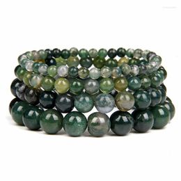 STRAND NATUURLIJKE MOSS AGAT kralen armband 4/6/8/10 mm kralen stretch armbanden voor vrouwen mannen elastische touwsenergie reiki meditatie jewel