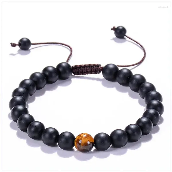 Strand naturel multi-pierre lave mat Howlite perles tisser corde en nylon fait à la main 8 MM bracelet de perles rondes pour unisexe femme homme bijoux