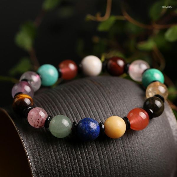 Strand Natural Multi Treasure Crystal Bracelet Lapis Lazuli Rose Tianhe Stone 7 Couleur Bijoux Chaîne Perles Rondes DIY À La Main