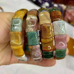 Brazalete de la joyería de la piedra preciosa de la pulsera de los granos de la piedra de la ágata del océano natural del hilo para el regalo del hombre de las mujeres ¡Venta al por mayor!