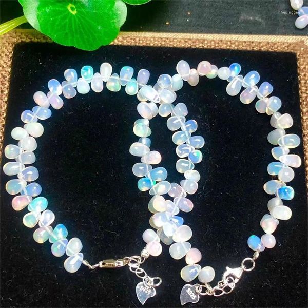 Bracelet en opale naturelle en forme de goutte d'eau, perles rondes en cristal de Quartz de guérison, bijoux pour femmes et hommes, cadeau d'anniversaire, 1 pièce de 6mm