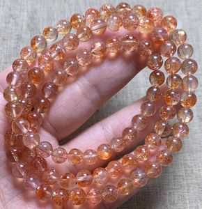 Brin naturel Orange fraise Quartz pierre de soleil 3 tours Bracelet Bracelet Arusha perles rondes claires 6mm cristal femmes hommes 6A