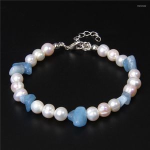 Strand Natural Pearl -armband met grindchipsteen citrines Bangle Aquamarines Bead Crystal Malachiet Women Sieraden
