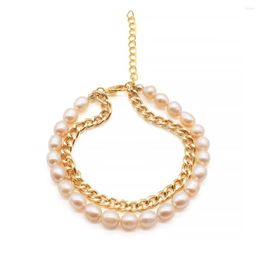 Brin naturel perle doré Bracelet 7-8 MM riz ovale bijoux poignet décoration 2023 mode bricolage à la main HX534