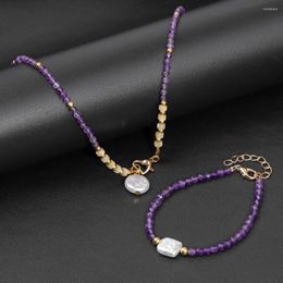 Strand Natural Pearl Neckalce Bracelets Améthystes Petit Gem Perles Bracelet Choker Pour Femmes Collier En Cristal Bijoux Cadeau De Mariage