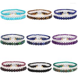 Strand Natural Pearl Stone Beads Bracelet Sets con 3 capas Tiger Eye Shell Turquesa Beaded String Bracelets para Traval Gifts