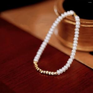 Bracelet de perles naturelles à brins pour femmes, breloques simples, chaîne à main, bijoux d'anniversaire et de noël pour filles, cadeau goutte