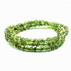 Bracelets de perles de pierre d'olivine de péridot naturel de brin 4-4.5mm Bracelet de 53 cm 3 cercle élastique vraiment pas de verre non teint