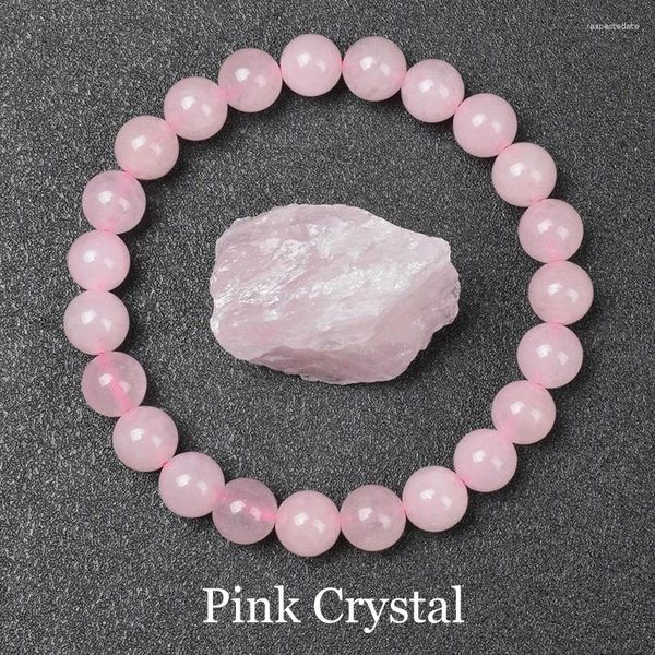 Strand Natural Pink Crystal Bead Bead Quartzs Rose Rose Stone 6 mm 8 mm Beeds redondos Mujeres