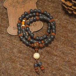 Bracelet multi-anneaux Po naturel, parfumé avec 108 perles, collier esthétique chinoise pour hommes et femmes.