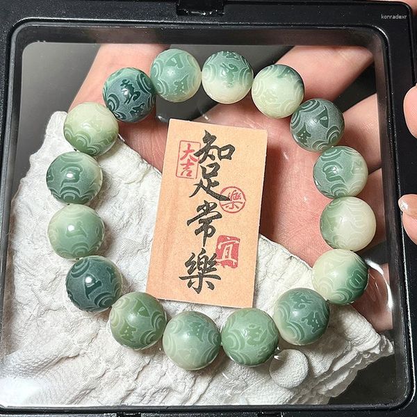 Hilo Natural púrpura raíz de Bodhi tallado Om Mani Padme Hum cuerda de mano hombres y mujeres talismán energía oración tallada joyería de la suerte