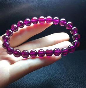 Bracelet de perles de grenat violet naturel Strand 7mm 8mm 9mm femmes charme extensible en cristal rond