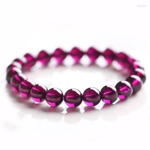 Strand Natuurlijke Paars Rode Granaat Quartz Kralen Armband Vrouwen Mannen Duidelijk Ronde Stretch 7mm 8mm 9mm