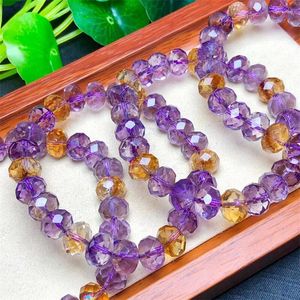 Strand Natuurlijke Paars Geel Ametrine Facet Kralen Armband Vrouwen Mannen Charms Crystal Healing Mode-sieraden 1 stks 10x7mm