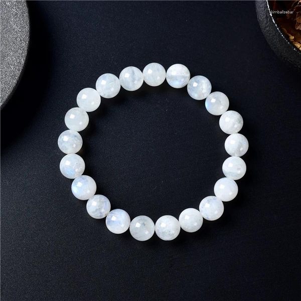 Strand Natural Rainbow Moonstone Women Bracelets Bangles Blue Light For Men Round Energy Stone Perles