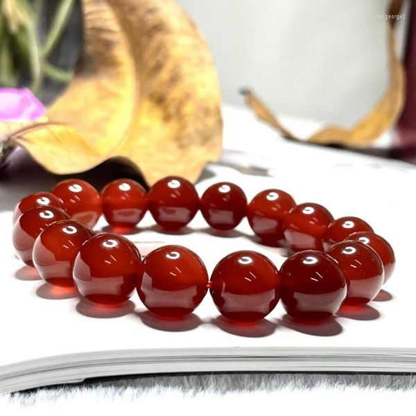 Strand Naturel Rouge Agate Unique Anneau Bracelet Ornement En Gros Simple Et Généreux Couple Modèles D'approvisionnement Direct D'usine