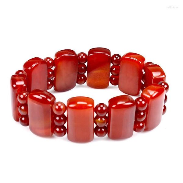 Pulsera tibetana de ágata roja natural con hebra, regalos de cumpleaños para novios hechos a mano para parejas masculinas y femeninas.