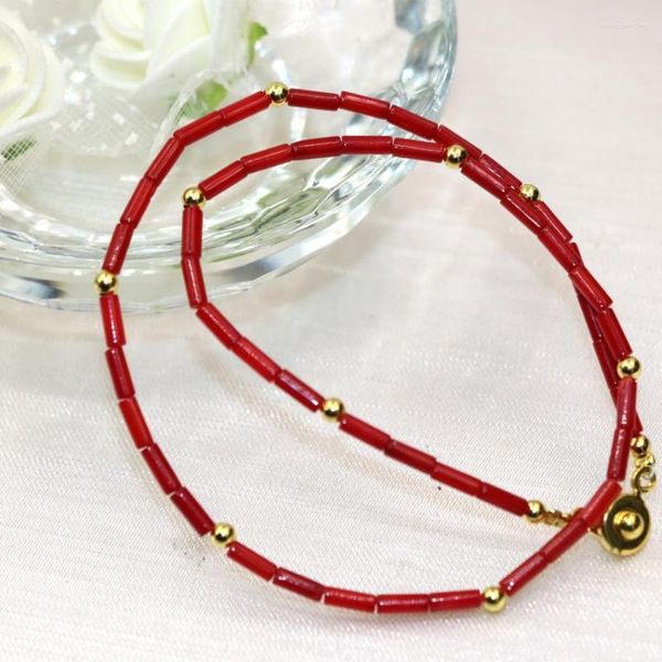 Strand Natural Red Coral 2 6mm Tube Beads Pulsera multicapa para mujeres niñas Alta calidad Unique Diy Broche Joyería 13 pulgadas B3004