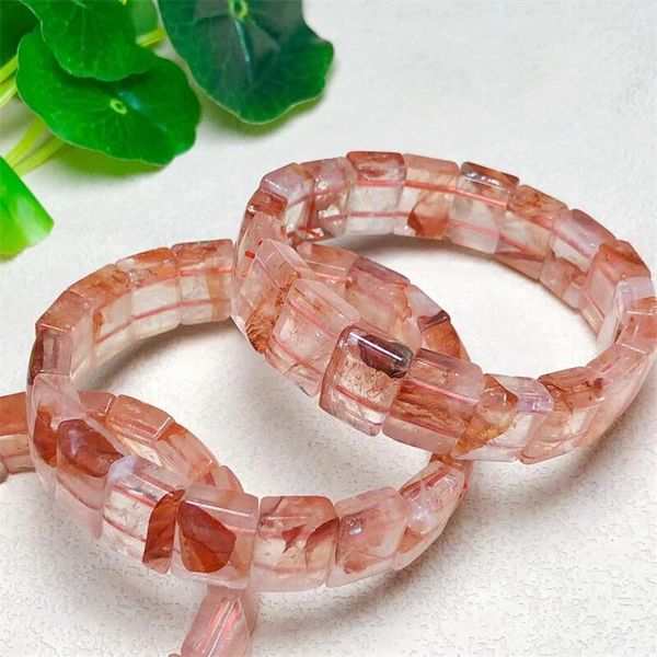 Strand naturel rouge feu Quartz hématoïde Bracelet rose cristal Bracelet femmes bijoux fins accessoires cadeau 1 pièces 12x17mm