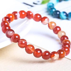 STRAND NATUURLIJKE RODE SARDONYX AGATES BRACELDEN STROEMEN ENERGIE VOOR DRAAG Geschenken 7,5 inch Zwart Bruin Blue Onyx -armbanden