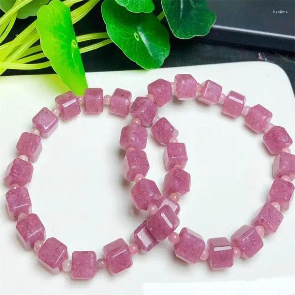 Brin naturel rouge Tourmaline Cube Bracelet accessoires bijoux de luxe chaîne Quartz cristal pierre Bracelet pour femmes cadeau 1 pièces 8MM