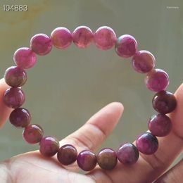 Bracelet en cristal de Quartz Tourmaline rouge naturel, perles rondes, Bracelet Reiki, goutte de 9.5mm, certificat