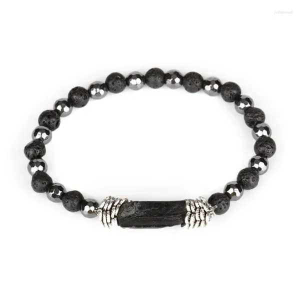 Strand naturel rugueux tourmaline noire guérison pierre minérale perle 6mm roche lave hématite énergie unisexe bracelets pour femme cadeau de mariage