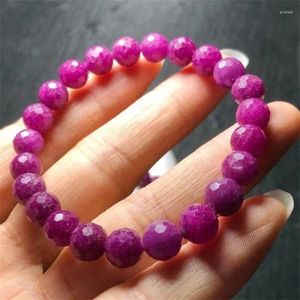 Bracelet à facettes en rubis naturel, bijoux à la mode, pierres précieuses perlées, fait à la main, cadeau de guérison de Yoga délicat, 1 pièce de 8mm