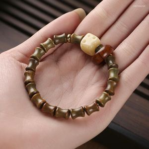 Brin naturel petite feuille rouge bois de santal vert main chaîne taille haute Bracelet carré perle de sucre anneau de course Couple