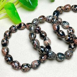 Strand Natural Snowflake Obsidiana Pulsera de lágrima Redonda Beads Crystal Quartz Healing Women Men Jewellry Regalo 1 PCS 10x13 mm