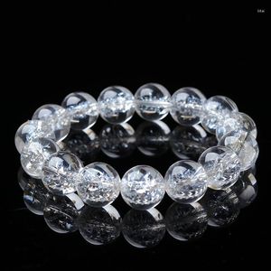 Bracelet en cristal blanc flocon de neige naturel, perles 8/10/12/14mm, quartz clair de l'himalaya, Bracelets en pierre, bijoux à la mode