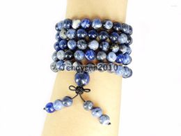 Strand Natural Sodalite 8mm Gem Stone Bouddhiste 108 Perles Prière Mala Multi-Usage Extensible Bracelet Collier 2Strands / Pack