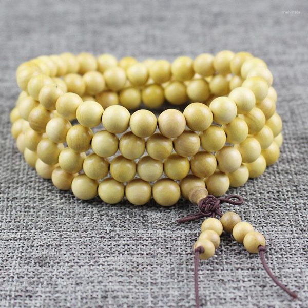 Bracelet en bois massif naturel, 108 perles bouddhistes, 8MM, artisanat de jeu, bijoux pour hommes et femmes