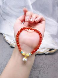 Brin naturel sud rouge avec miel cire Turquoise perle pendentif Bracelet breloque chaîne ronde perles bijoux pour femmes ami cadeau
