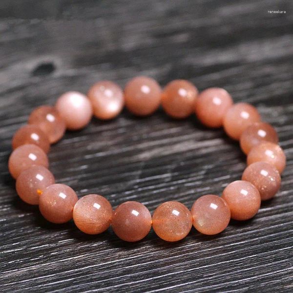 Bracelet en pierre de lune orange du Sri Lanka, brin naturel, pierre de soleil, cercle unique, cadeau d'anniversaire élégant pour femmes