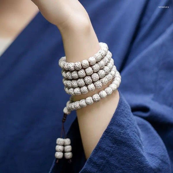 Bracelet Bodhi en forme d'étoile et de lune naturelle, 108 ans, blanc, haute densité, pour hommes et femmes, jetant des perles de bouddha