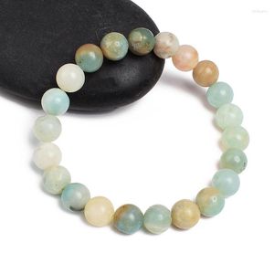 Strand Natural Stone Amazonite Round kralen Bracelet vrouwen mannen sieraden genezing energie edelstenen armbanden 4/6/8/10/12 mm elastische bangle geschenken