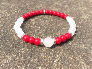 Strand Natural Stone Bead Bracelet 6mm Witjade Coral Red Yoga Mala kralen Fashion Women's Meditation