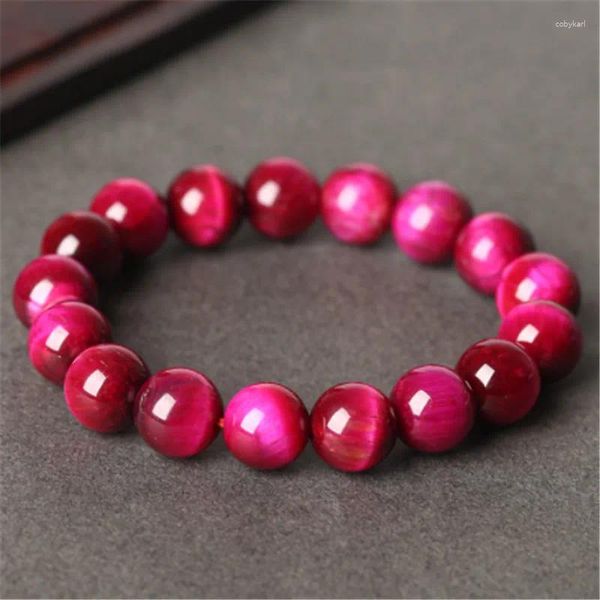 Pulseras de ojo de tigre rojo rosa con cuentas de piedra Natural para hombre, pulsera de Buda con cuentas para mujer, joyería hecha a mano para Yoga, bisutería para hombre