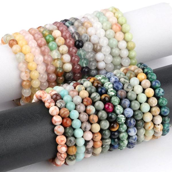 Strand Natural Stone Beaded Bracelet 4 6 8mm Turquoise Jasper Perles Bracelets Élastiques Pour Femmes Hommes Bijoux À La Main Yoga À La Mode Bracelet