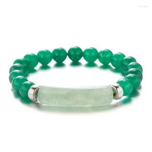 Strand natuursteen kralen armband verstelbaar rond voor dames heren groene kleur elastische mode-sieraden
