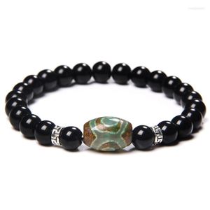 Hebra de cuentas de piedra natural pulsera hombres tibetano Dzi Aagtes encanto para mujeres equilibrio curación Yoga Buda joyería