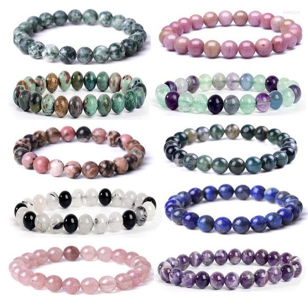 Strand Pierre Naturelle Perles Bracelets Pour Femmes Hommes Oeil De Tigre Obsidienne Hématite Lazuli Lapis Rose Quartz Chakra Bracelet De Guérison Bijoux