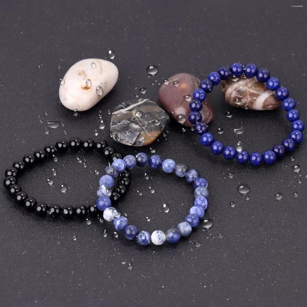 Pulsera de piedra Natural de hebra, 3 unidades/juego para hombres, cuentas de 8mm, cadena para la muñeca de Buda tibetano, pulseras de regalo de joyería para mujer